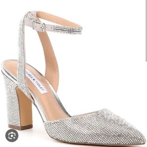 Chelsea & Violet Mary Rhinestone Embellished Pointed Toe Pumps